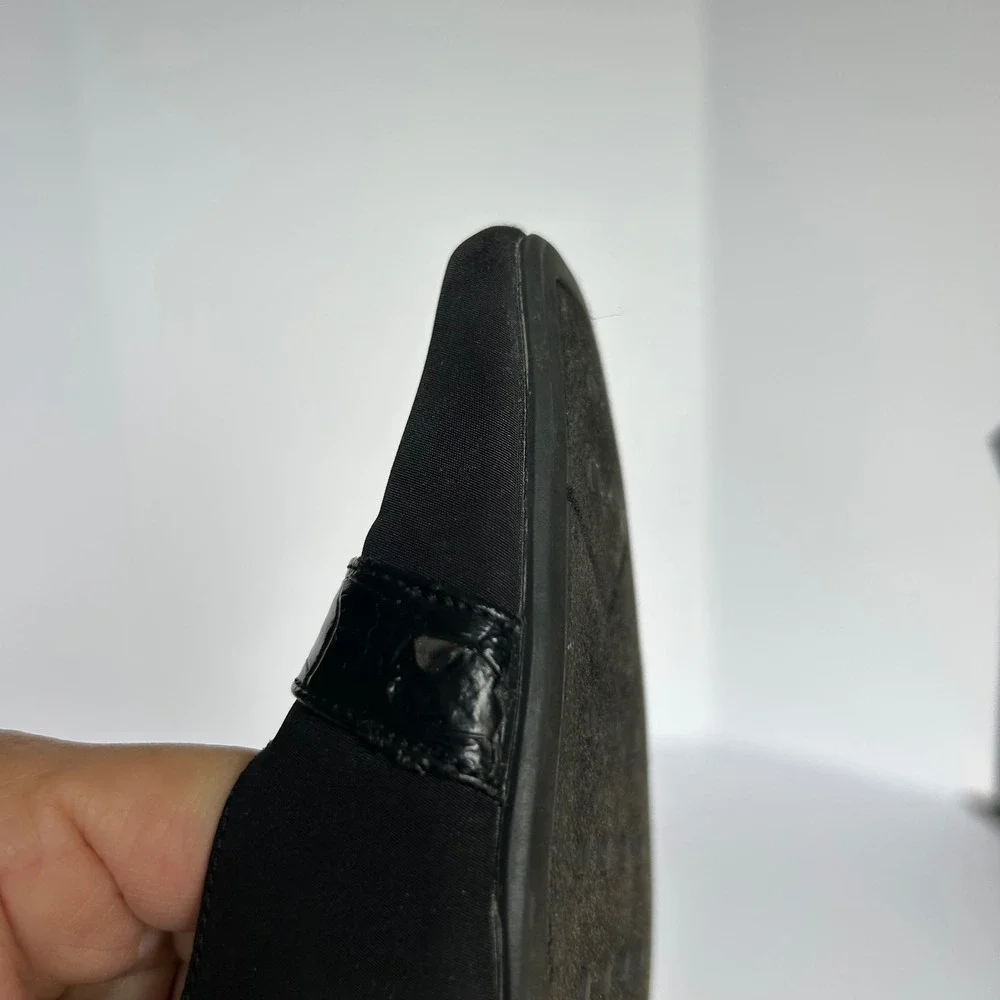 Life Stride Black Fabric‎ Slingback Heels Dress Shoes Buckle 7.5M